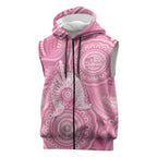 50 Years Deadly NAIDOC Week 2026 Personalised Sleeveless Zip Hoodie Dhari Pink Indigenous Art