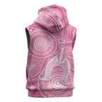 50 Years Deadly NAIDOC Week 2026 Personalised Sleeveless Zip Hoodie Dhari Pink Indigenous Art