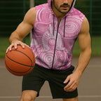 50 Years Deadly NAIDOC Week 2026 Personalised Sleeveless Zip Hoodie Dhari Pink Indigenous Art