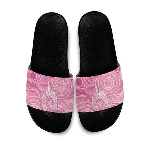50 Years Deadly NAIDOC Week 2026 Personalised Slide Sandals Dhari Pink Indigenous Art