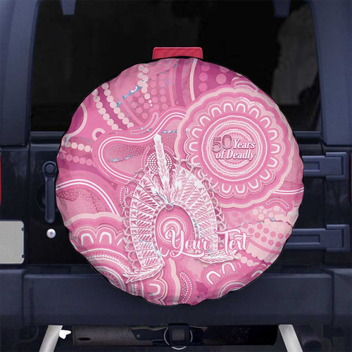 50 Years Deadly NAIDOC Week 2026 Personalised Spare Tire Cover Dhari Pink Indigenous Art