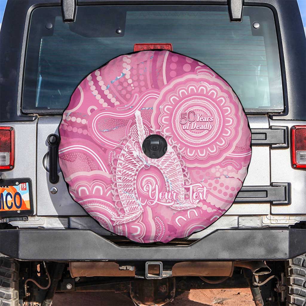 50 Years Deadly NAIDOC Week 2026 Personalised Spare Tire Cover Dhari Pink Indigenous Art