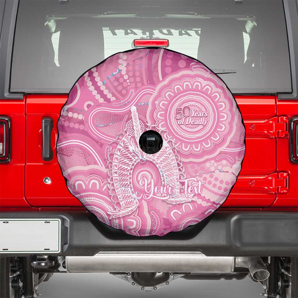 50 Years Deadly NAIDOC Week 2026 Personalised Spare Tire Cover Dhari Pink Indigenous Art
