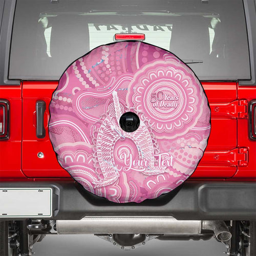 50 Years Deadly NAIDOC Week 2026 Personalised Spare Tire Cover Dhari Pink Indigenous Art