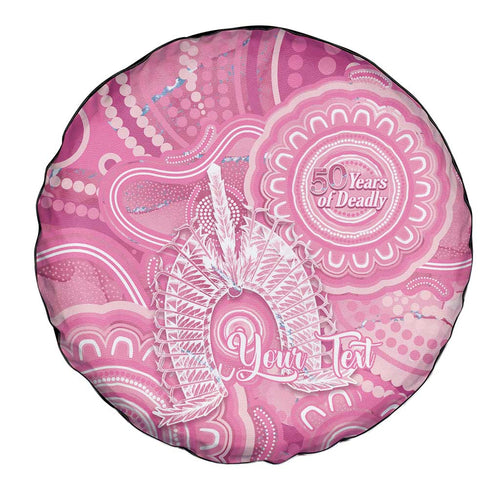 50 Years Deadly NAIDOC Week 2026 Personalised Spare Tire Cover Dhari Pink Indigenous Art
