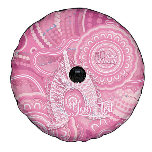 50 Years Deadly NAIDOC Week 2026 Personalised Spare Tire Cover Dhari Pink Indigenous Art