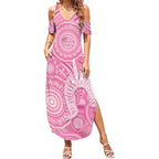 50 Years Deadly NAIDOC Week 2026 Personalised Summer Maxi Dress Dhari Pink Indigenous Art