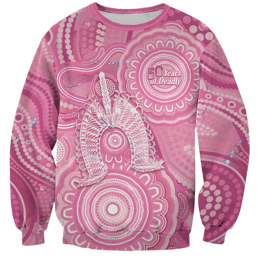 50 Years Deadly NAIDOC Week 2026 Personalised Sweatshirt Dhari Pink Indigenous Art