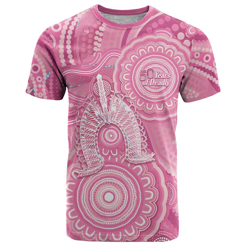 50 Years Deadly NAIDOC Week 2026 Personalised T Shirt Dhari Pink Indigenous Art