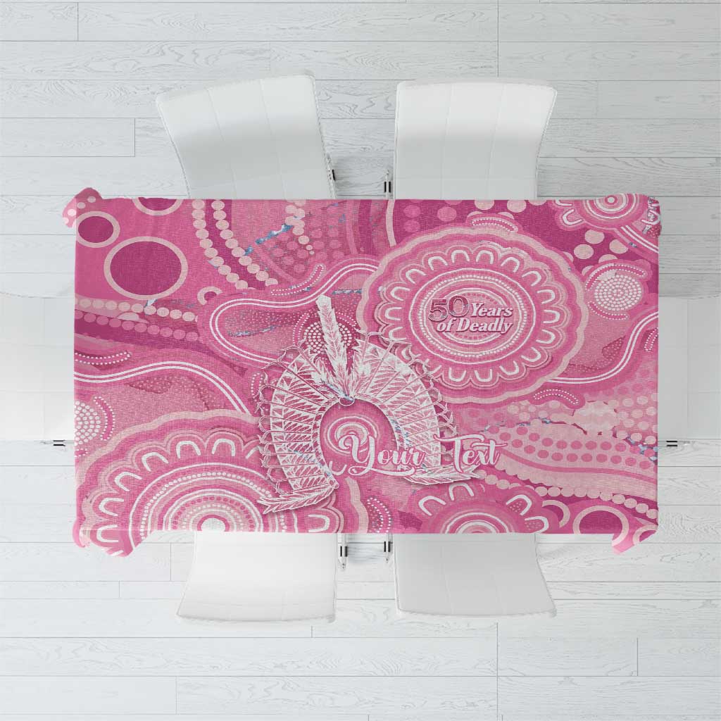 50 Years Deadly NAIDOC Week 2026 Personalised Tablecloth Dhari Pink Indigenous Art