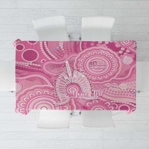 50 Years Deadly NAIDOC Week 2026 Personalised Tablecloth Dhari Pink Indigenous Art