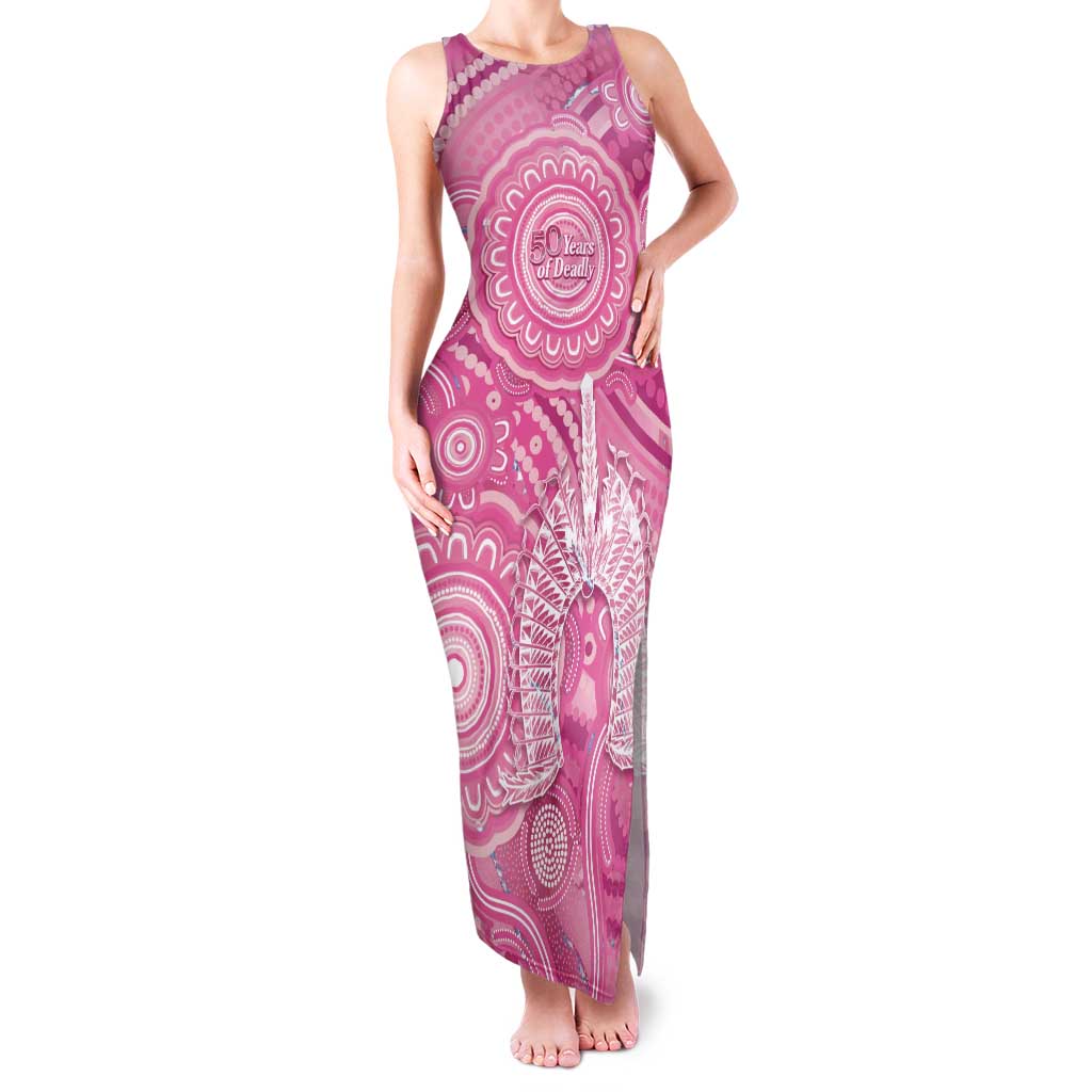 50 Years Deadly NAIDOC Week 2026 Personalised Tank Maxi Dress Dhari Pink Indigenous Art
