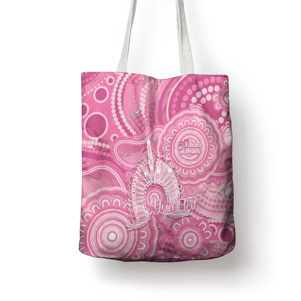 50 Years Deadly NAIDOC Week 2026 Personalised Tote Bag Dhari Pink Indigenous Art
