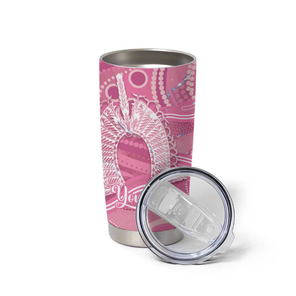50 Years Deadly NAIDOC Week 2026 Personalised Tumbler Cup Dhari Pink Indigenous Art