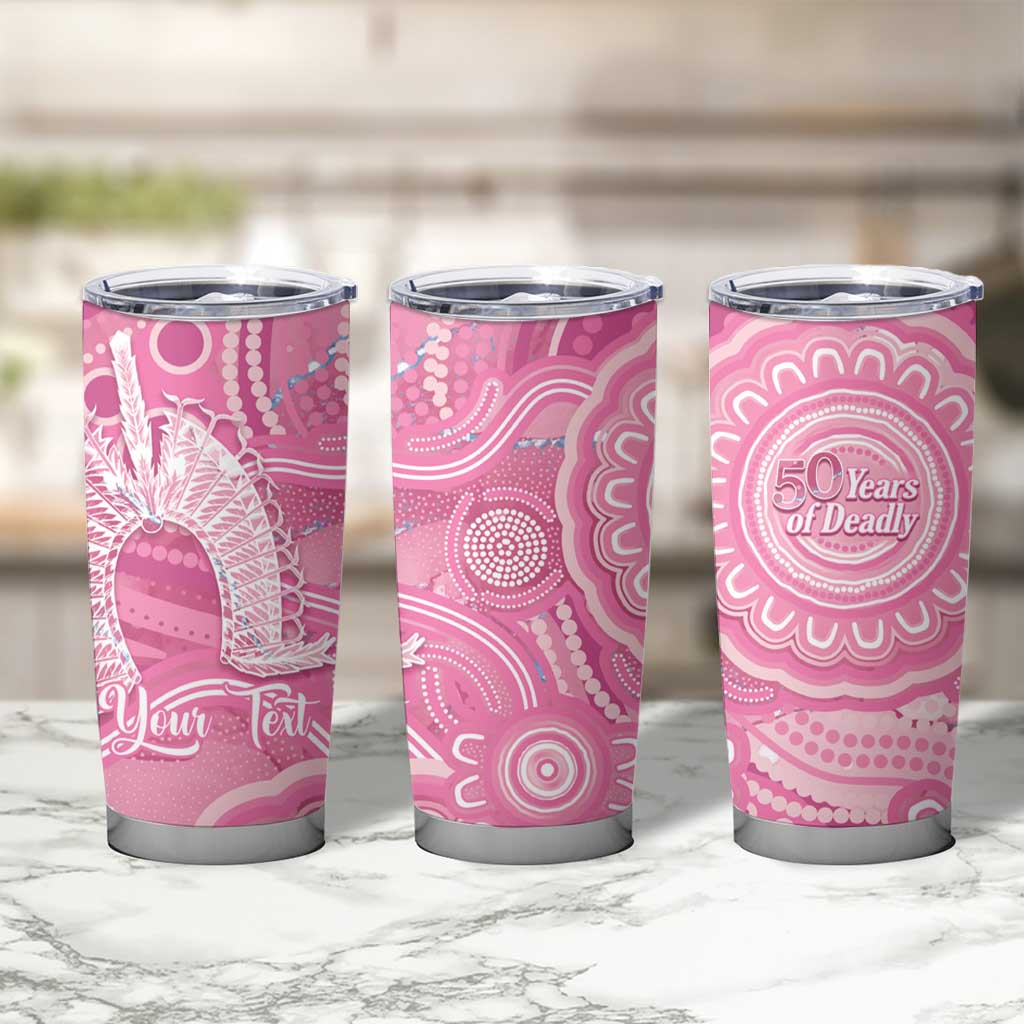 50 Years Deadly NAIDOC Week 2026 Personalised Tumbler Cup Dhari Pink Indigenous Art
