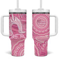 50 Years Deadly NAIDOC Week 2026 Personalised Tumbler With Handle Dhari Pink Indigenous Art