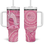 50 Years Deadly NAIDOC Week 2026 Personalised Tumbler With Handle Dhari Pink Indigenous Art