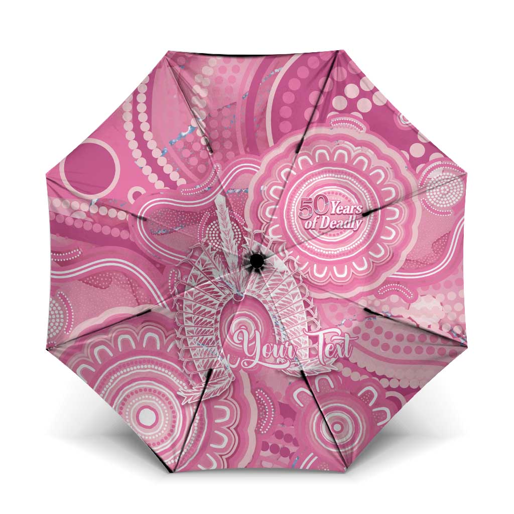 50 Years Deadly NAIDOC Week 2026 Personalised Umbrella Dhari Pink Indigenous Art
