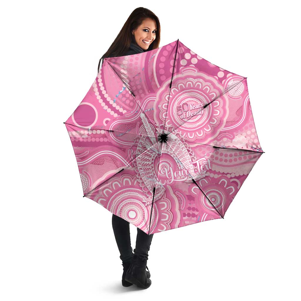 50 Years Deadly NAIDOC Week 2026 Personalised Umbrella Dhari Pink Indigenous Art