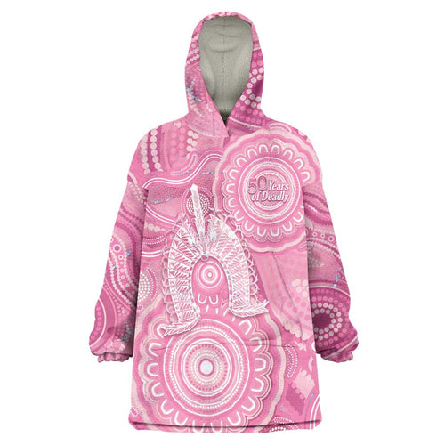 50 Years Deadly NAIDOC Week 2026 Personalised Wearable Blanket Hoodie Dhari Pink Indigenous Art