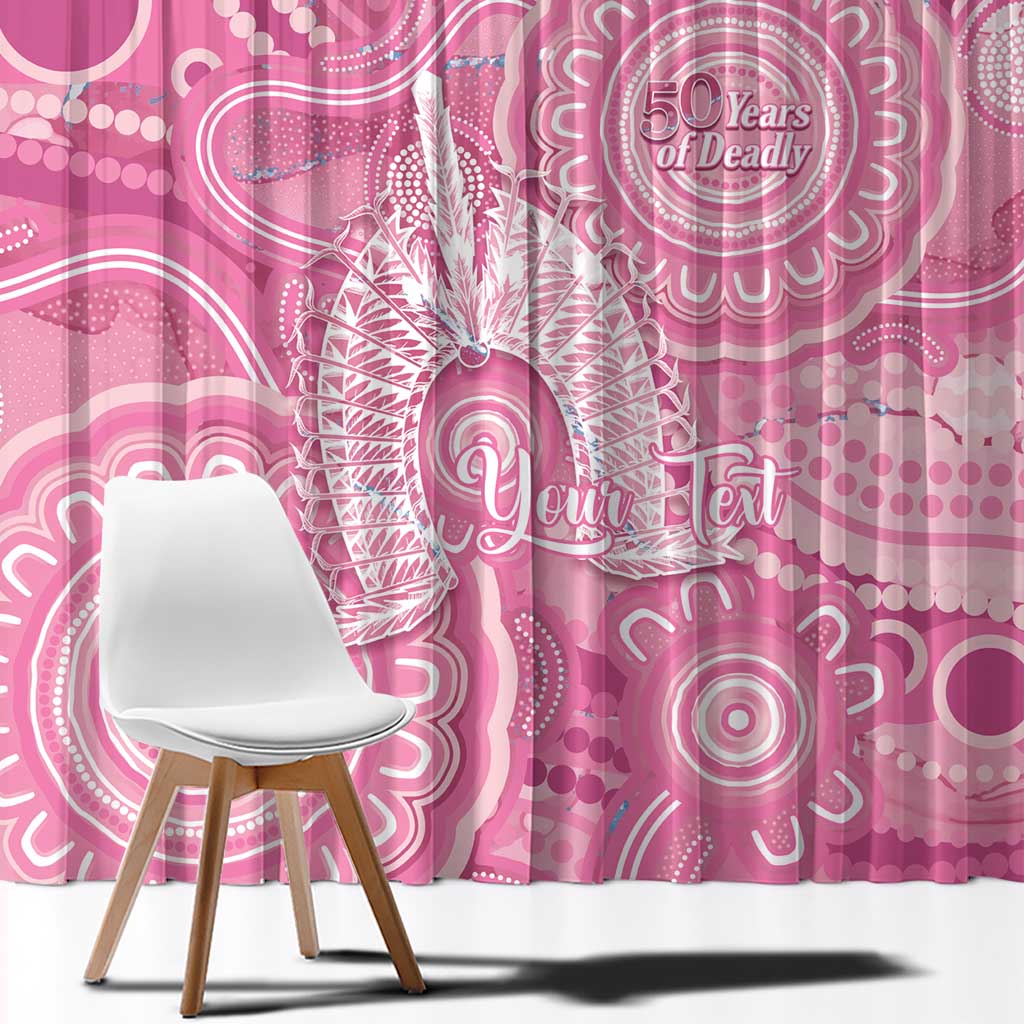 50 Years Deadly NAIDOC Week 2026 Personalised Window Curtain Dhari Pink Indigenous Art