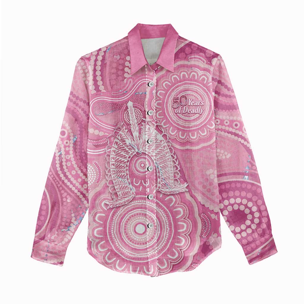 50 Years Deadly NAIDOC Week 2026 Personalised Women Casual Shirt Dhari Pink Indigenous Art