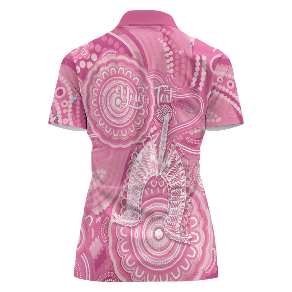 50 Years Deadly NAIDOC Week 2026 Personalised Women Polo Shirt Dhari Pink Indigenous Art