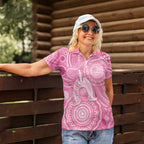 50 Years Deadly NAIDOC Week 2026 Personalised Women Polo Shirt Dhari Pink Indigenous Art