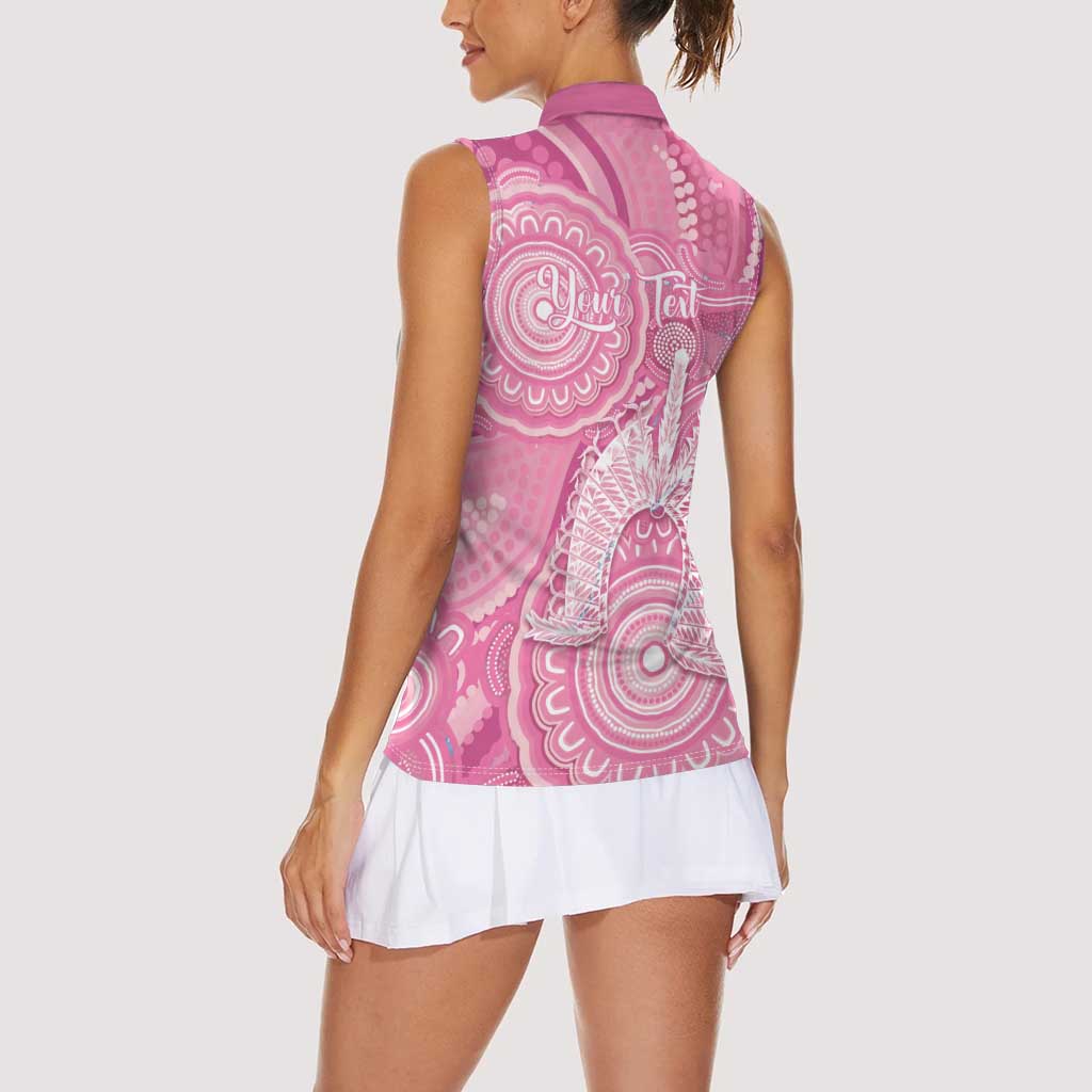 50 Years Deadly NAIDOC Week 2026 Personalised Women Sleeveless Polo Shirt Dhari Pink Indigenous Art