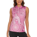 50 Years Deadly NAIDOC Week 2026 Personalised Women Sleeveless Polo Shirt Dhari Pink Indigenous Art