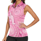 50 Years Deadly NAIDOC Week 2026 Personalised Women Sleeveless Polo Shirt Dhari Pink Indigenous Art