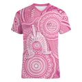 50 Years Deadly NAIDOC Week 2026 Personalised Women V-Neck T-Shirt Dhari Pink Indigenous Art