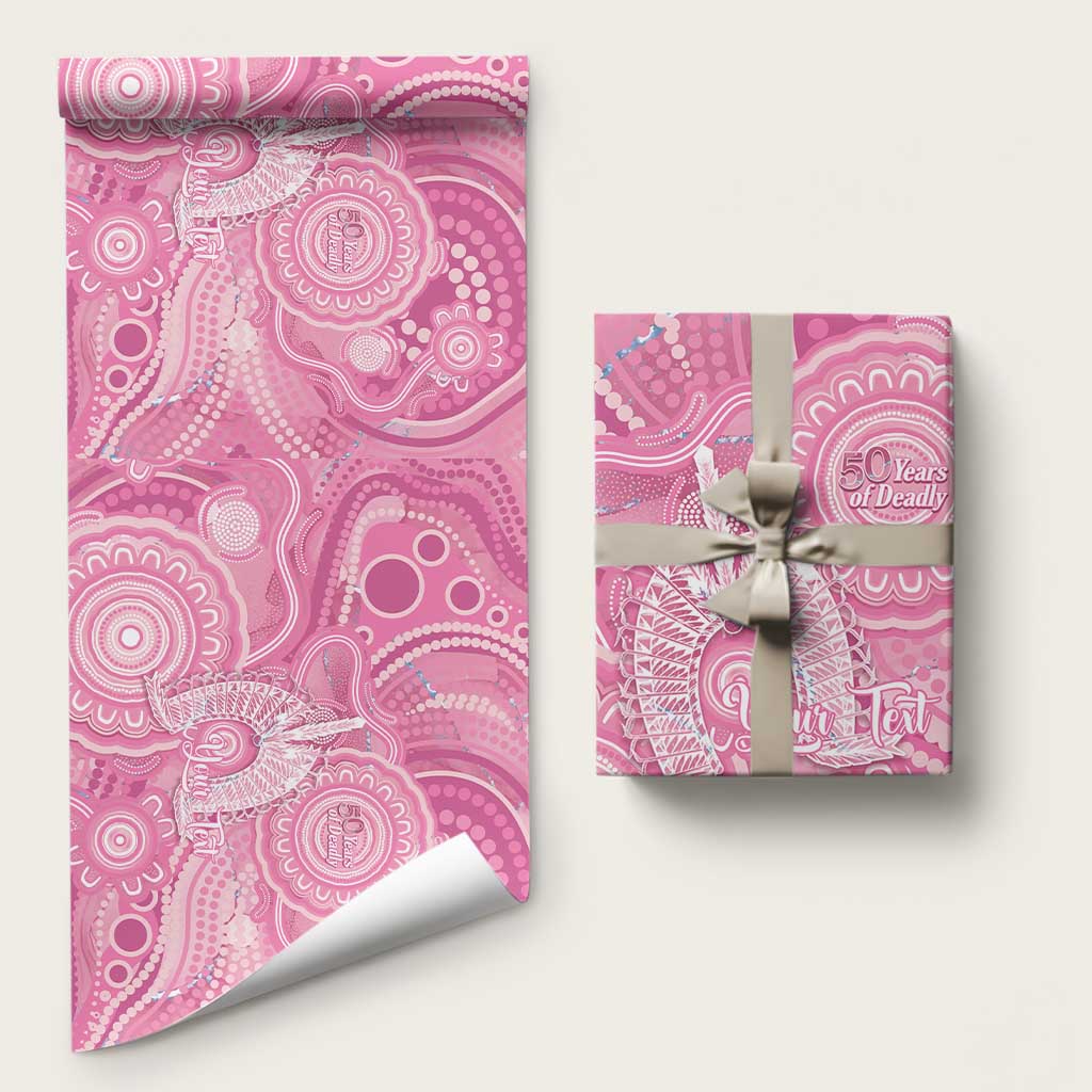 50 Years Deadly NAIDOC Week 2026 Personalised Wrapping Paper Dhari Pink Indigenous Art