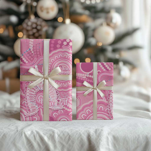 50 Years Deadly NAIDOC Week 2026 Personalised Wrapping Paper Dhari Pink Indigenous Art