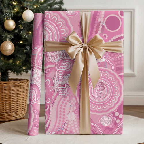 50 Years Deadly NAIDOC Week 2026 Personalised Wrapping Paper Dhari Pink Indigenous Art