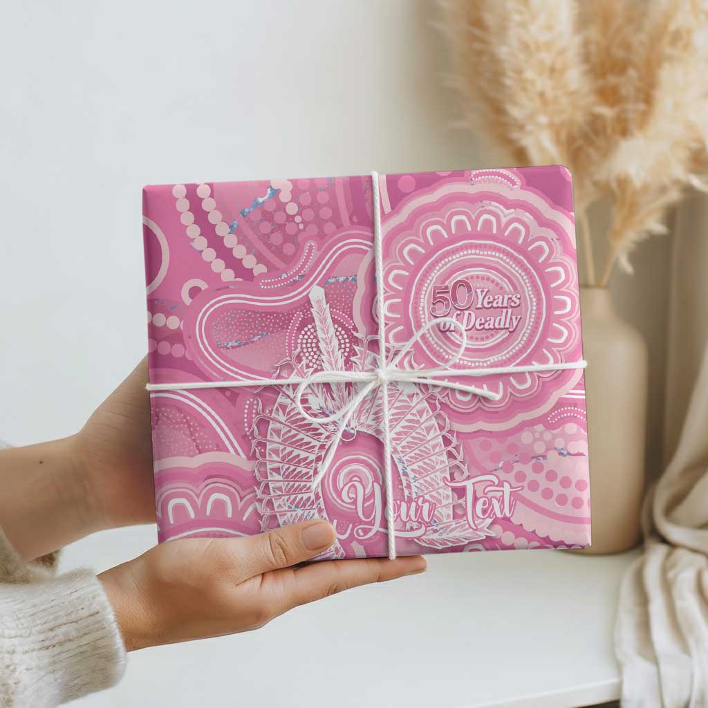 50 Years Deadly NAIDOC Week 2026 Personalised Wrapping Paper Dhari Pink Indigenous Art