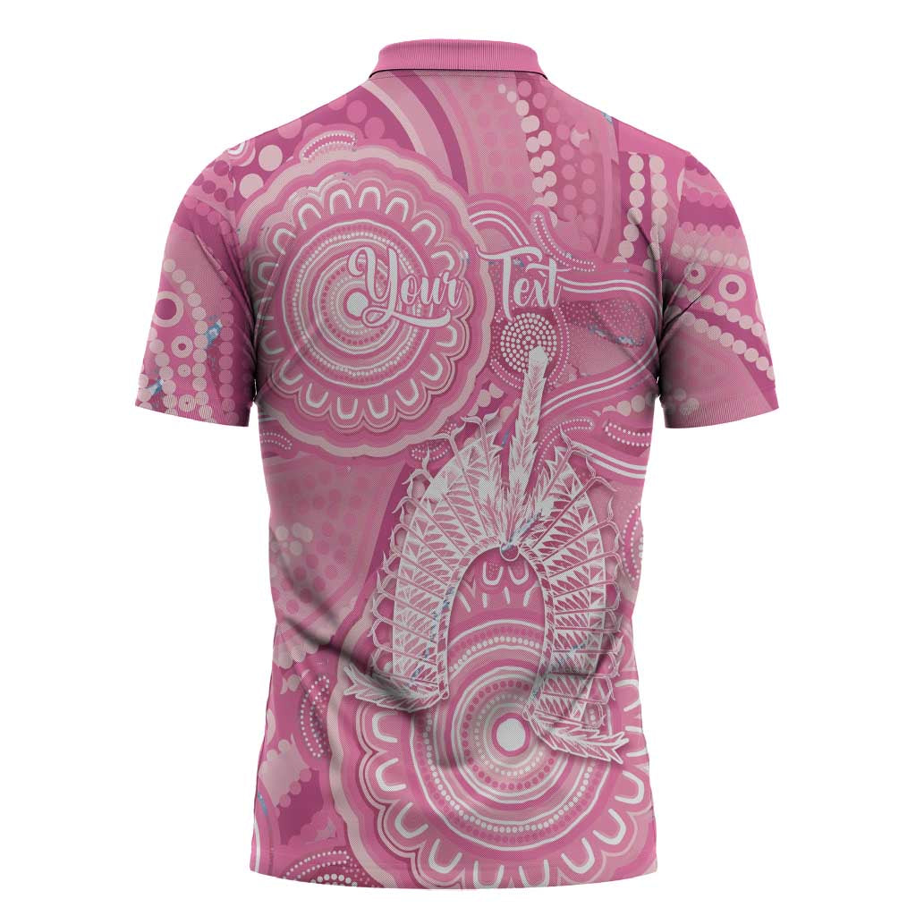 50 Years Deadly NAIDOC Week 2026 Personalised Zipper Polo Shirt Dhari Pink Indigenous Art