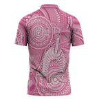 50 Years Deadly NAIDOC Week 2026 Personalised Zipper Polo Shirt Dhari Pink Indigenous Art