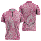 50 Years Deadly NAIDOC Week 2026 Personalised Zipper Polo Shirt Dhari Pink Indigenous Art