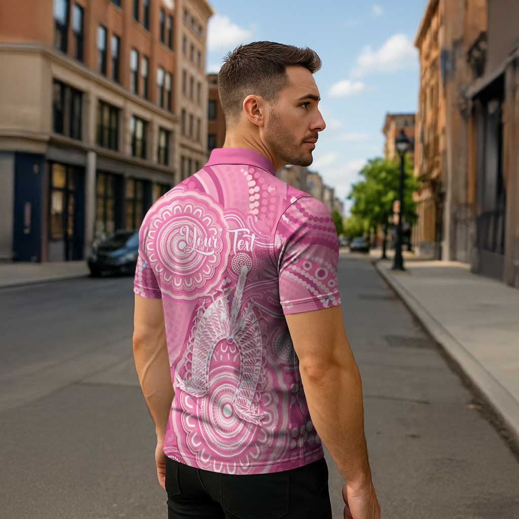 50 Years Deadly NAIDOC Week 2026 Personalised Zipper Polo Shirt Dhari Pink Indigenous Art