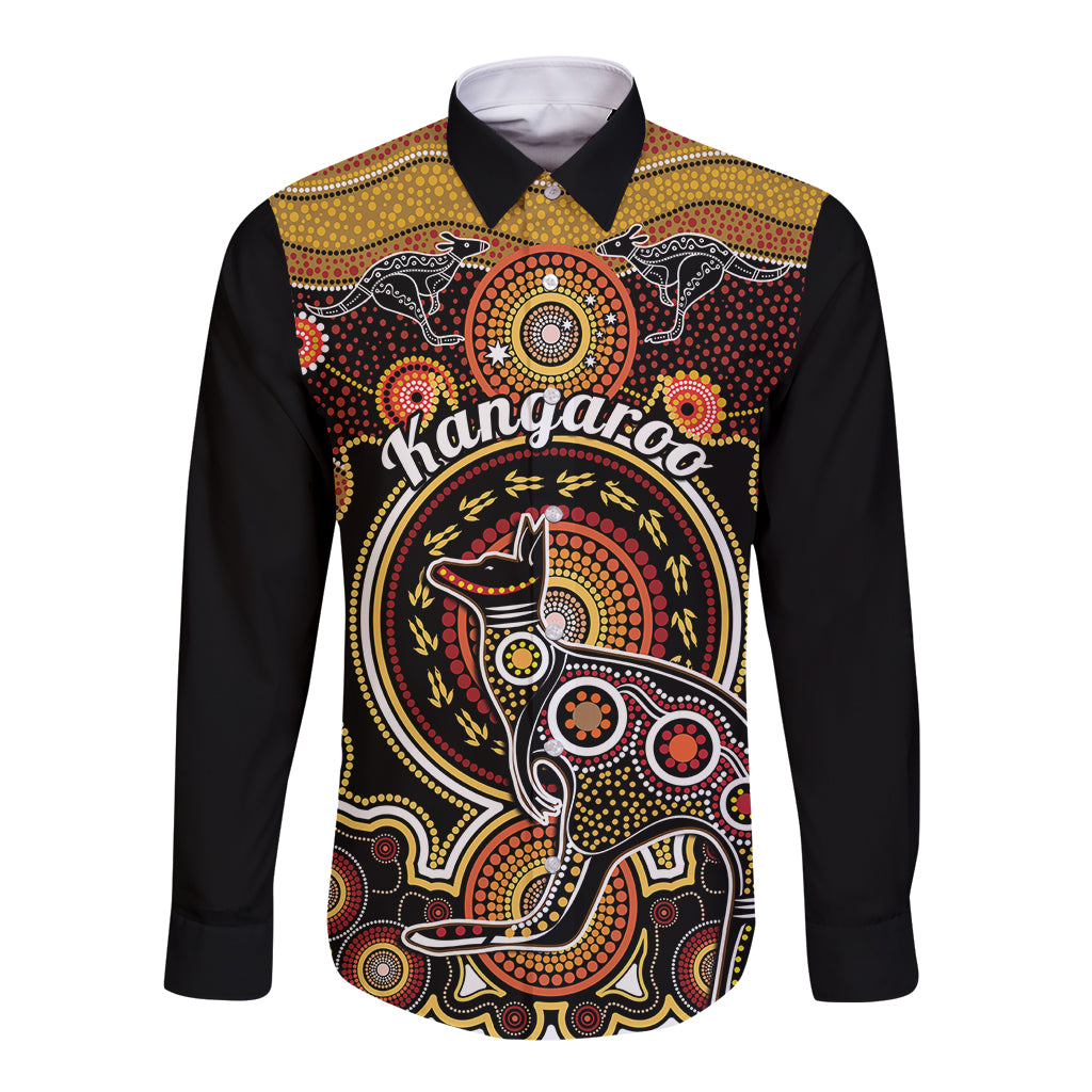 personalised-australian-astrology-long-sleeve-button-shirt-aboriginal-kangaroo-zodiac-sign