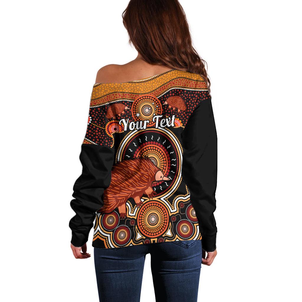 personalised-australian-astrology-off-shoulder-sweater-aboriginal-echidna-zodiac-sign