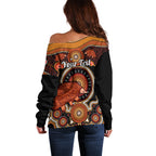 personalised-australian-astrology-off-shoulder-sweater-aboriginal-echidna-zodiac-sign