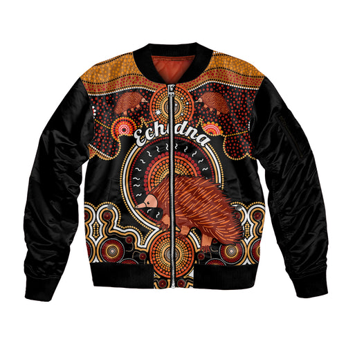 personalised-australian-astrology-sleeve-zip-bomber-jacket-aboriginal-echidna-zodiac-sign