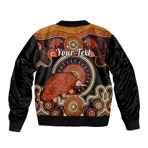 personalised-australian-astrology-sleeve-zip-bomber-jacket-aboriginal-echidna-zodiac-sign