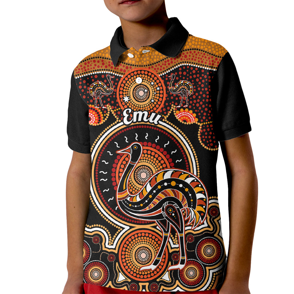 personalised-australian-astrology-kid-polo-shirt-aboriginal-emu-zodiac-sign