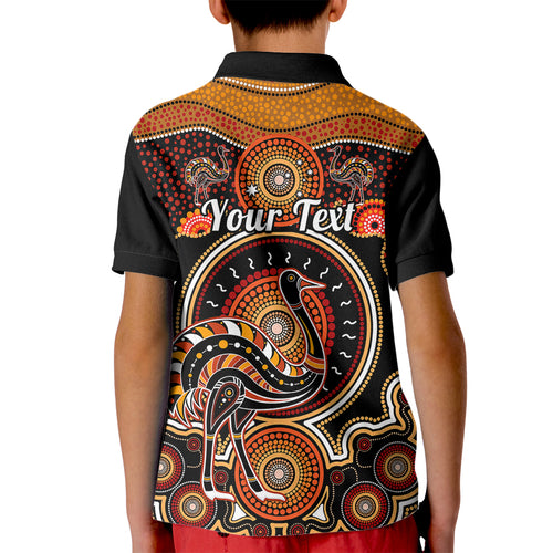personalised-australian-astrology-kid-polo-shirt-aboriginal-emu-zodiac-sign