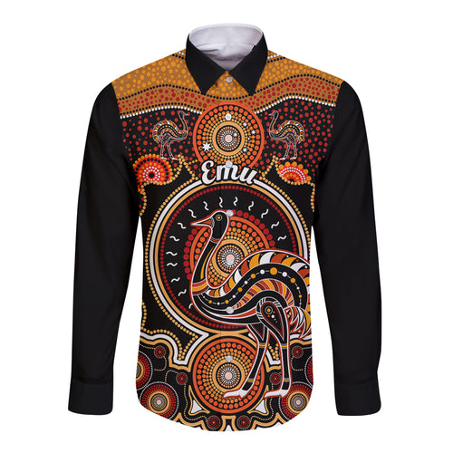 personalised-australian-astrology-long-sleeve-button-shirt-aboriginal-emu-zodiac-sign