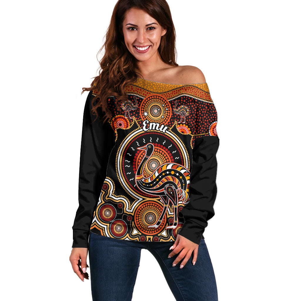 personalised-australian-astrology-off-shoulder-sweater-aboriginal-emu-zodiac-sign