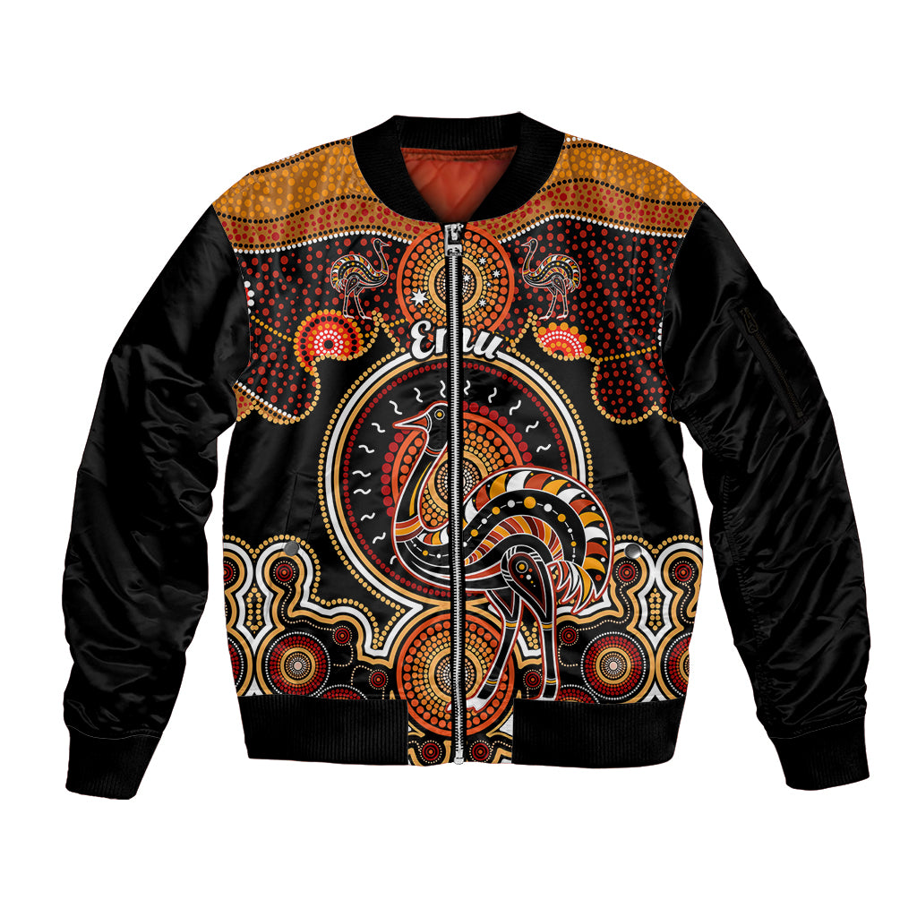 personalised-australian-astrology-sleeve-zip-bomber-jacket-aboriginal-emu-zodiac-sign